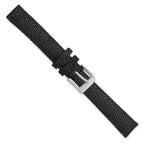 16mm Black Genuine Stingray with Silver-tone Buckle 7.5 inch Watch Band