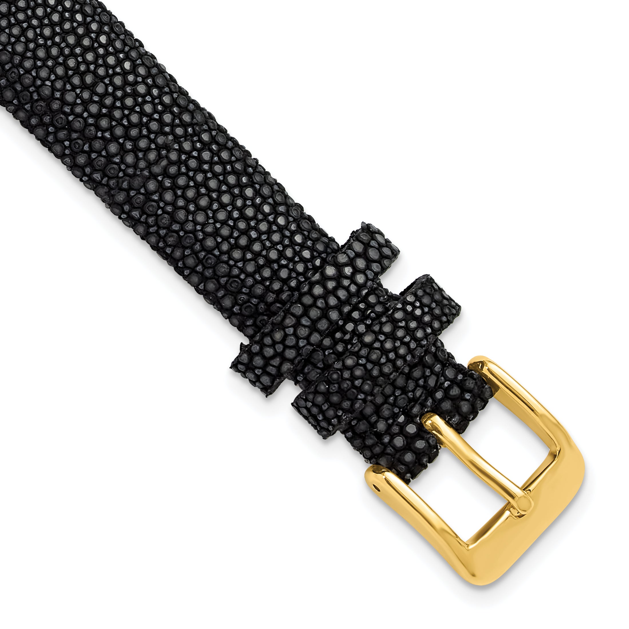 16mm Black Genuine Stingray with Gold-tone Buckle 7.5 inch Watch Band Main image