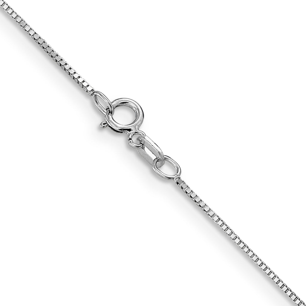 14K White Gold Solid Box Chain Necklace 0.8mm
