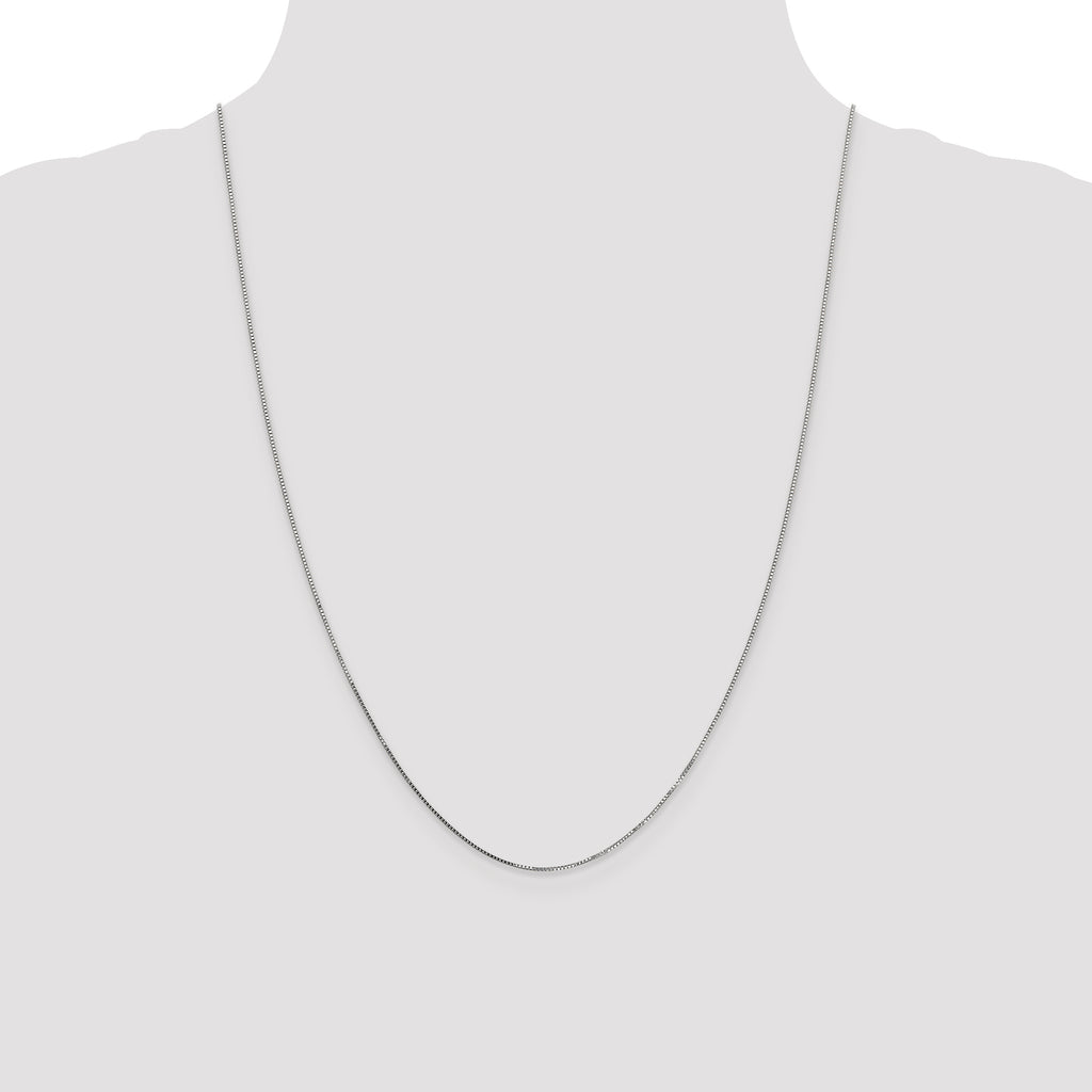 14K White Gold Solid Box Chain Necklace 0.8mm