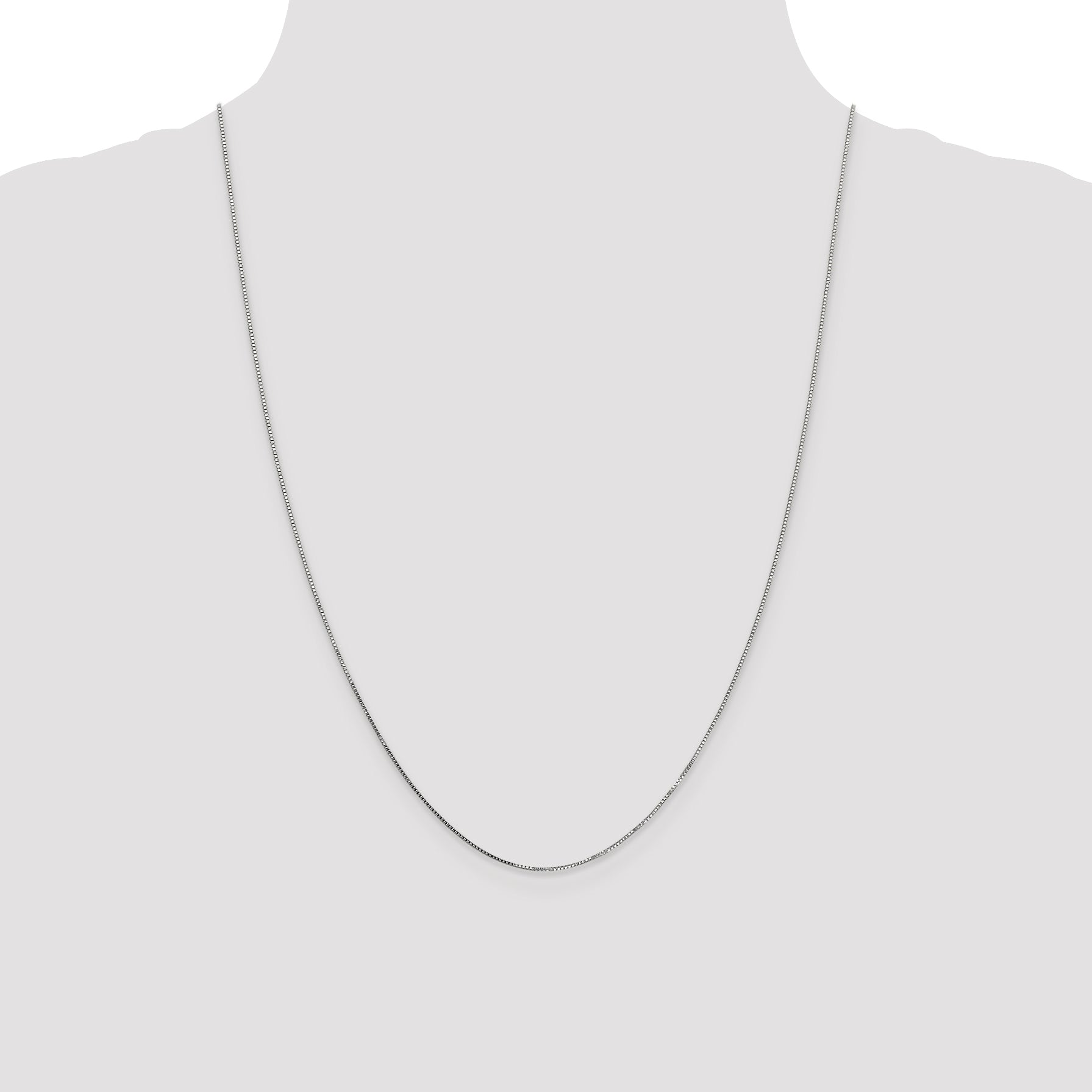14K White Gold Solid Box Chain Necklace 0.8mm