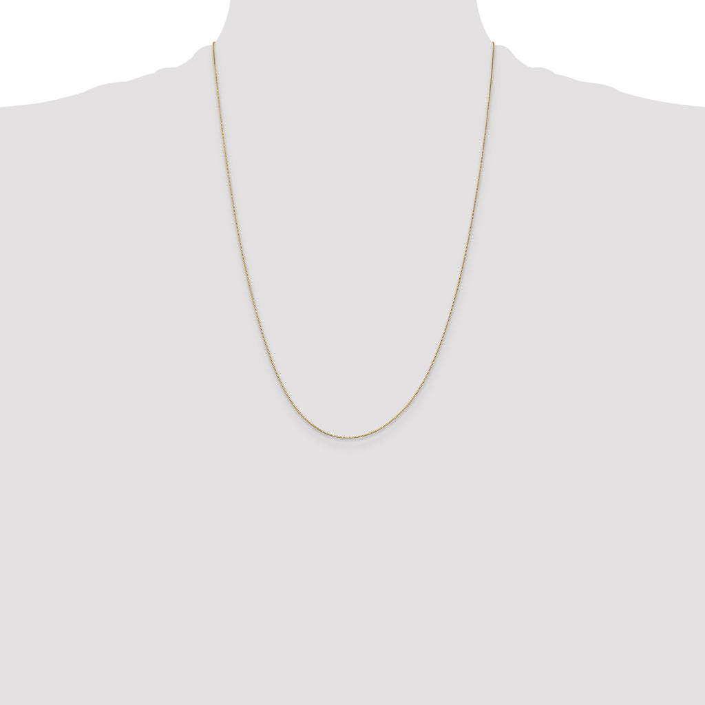 14K Yellow Gold Solid Box Chain Necklace 0.5mm