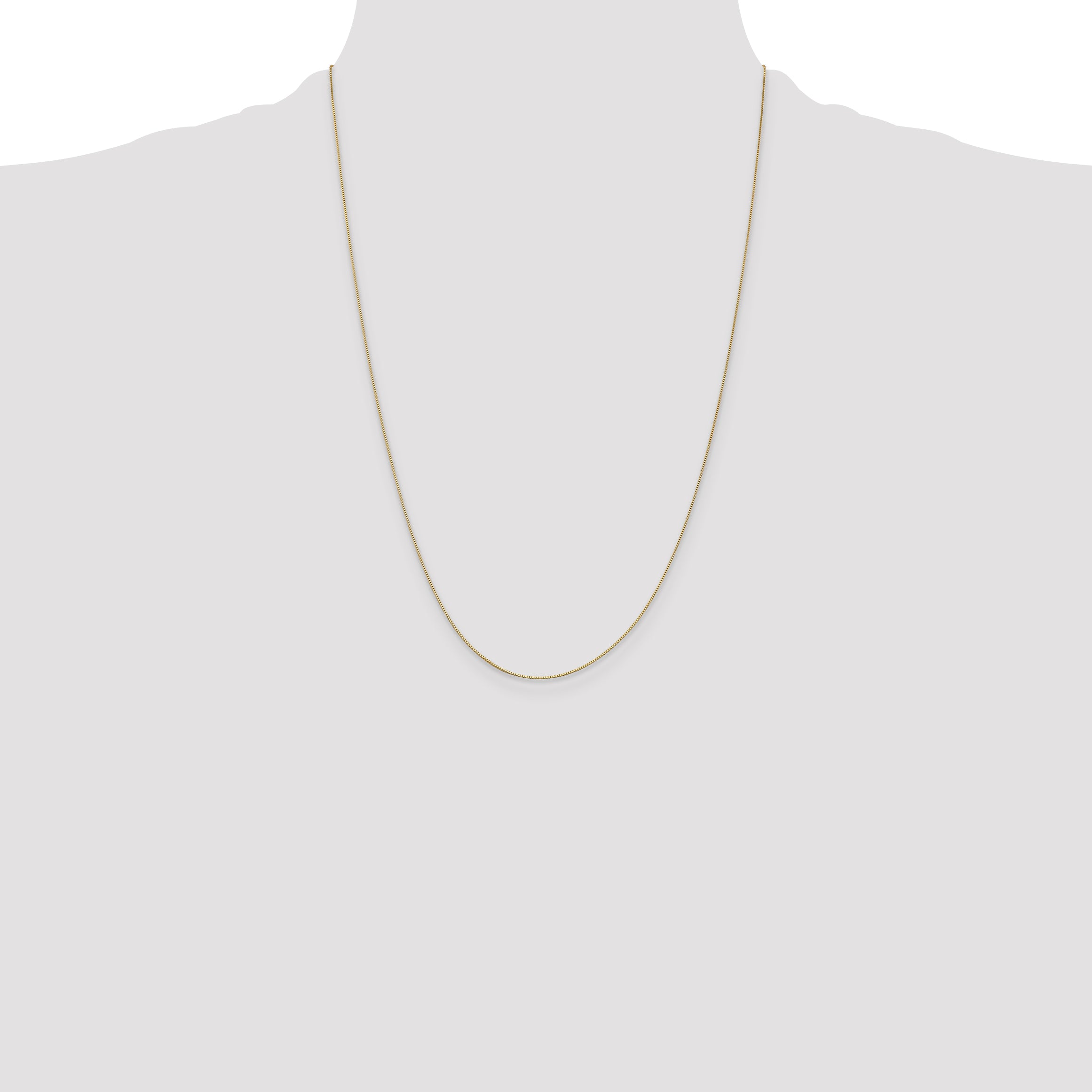 14K Yellow Gold Solid Box Chain Necklace 0.5mm