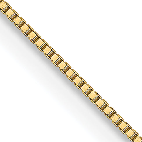 14K Yellow Gold Solid Box Chain Necklace 0.5mm