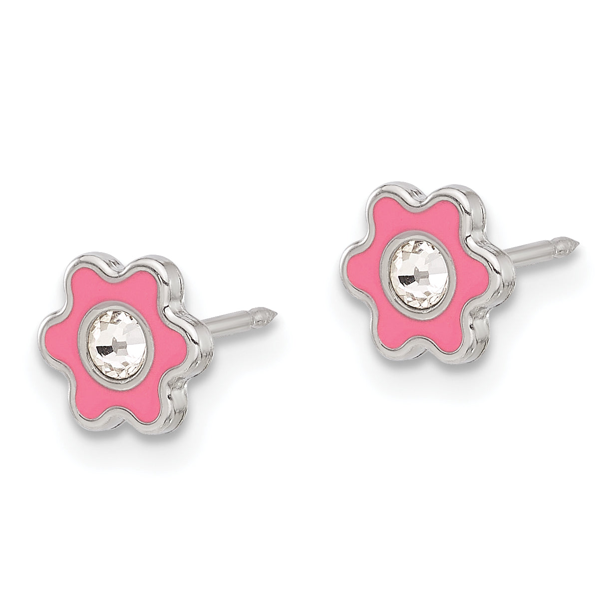 Inverness Stainless Steel Enamel Crystal Flower Post Earrings Secondary image