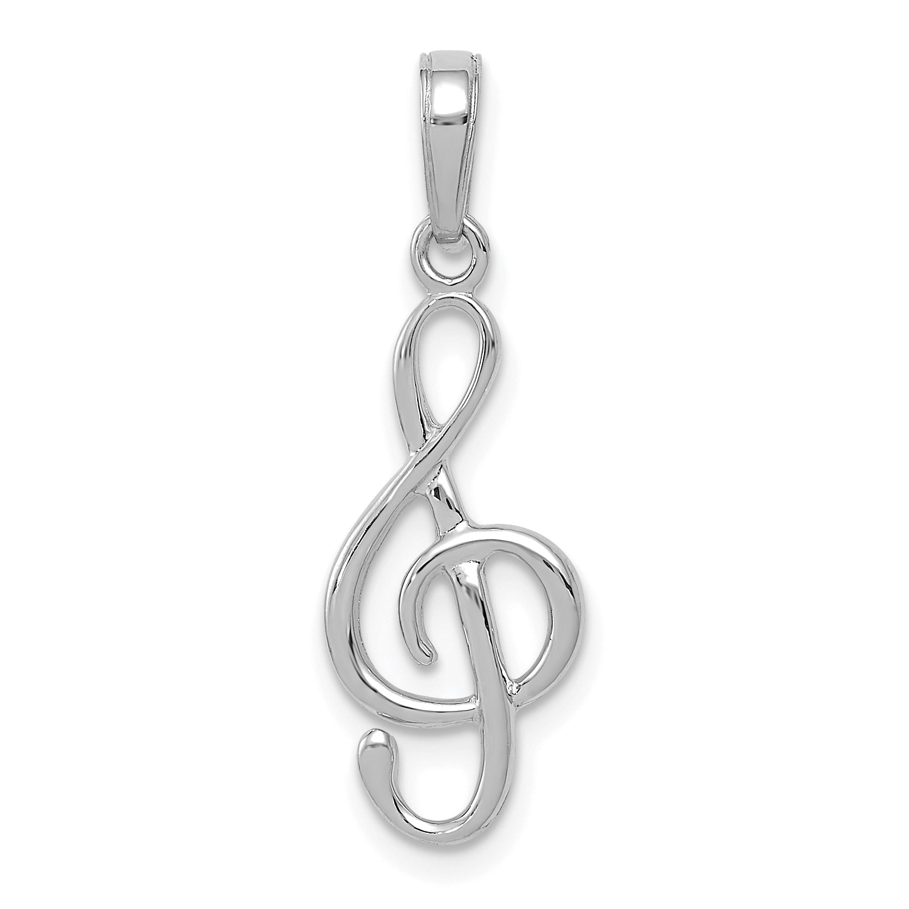 14K White Gold 3-D Treble Clef Pendant Main image