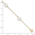 14k 7-8mm White Near-Round Freshwater Cultured Pearl 5-Station 9 inch Anklet - Sophia Jewelers