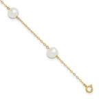 14k 7-8mm White Near-Round Freshwater Cultured Pearl 5-Station 9 inch Anklet - Sophia Jewelers