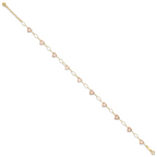 14k Two-tone Hammered Open Hearts and Oval Link 9 inch Plus 1 inch Extender - Total 10 inch Anklet - Sophia Jewelers