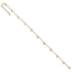14k Two-tone Hammered Open Hearts and Oval Link 9 inch Plus 1 inch Extender - Total 10 inch Anklet - Sophia Jewelers
