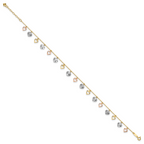 14K Tri-Color Dangle Hearts 9 inch Plus 1 inch Extender - Total 10 inch Anklet - Sophia Jewelers