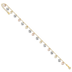 14K Tri-Color Dangle Hearts 9 inch Plus 1 inch Extender - Total 10 inch Anklet - Sophia Jewelers