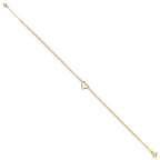 14k Double Strand Chain and Twisted Heart 9 inch Plus 1 inch Extender - Total 10 inch Anklet - Sophia Jewelers
