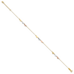 14K Tri-Color Diamond-cut Hearts 9 inch Plus 1 inch Extender - Total 10 inch Anklet - Sophia Jewelers