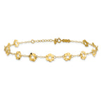 14k Ruffle Star Flowers 10 inch Plus 1 inch Extender - Total 11 inch Anklet - Sophia Jewelers