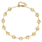14k Ruffle Star Flowers 10 inch Plus 1 inch Extender - Total 11 inch Anklet - Sophia Jewelers