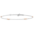 14K Two-Tone Mirror Beaded 4-Station 9 inch Plus 1 inch Extender - Total 10 inch Anklet - Sophia Jewelers