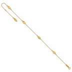 14k Diamond-cut Rice Puff Beads 4-Station 9 inch Plus 1 inch Extender - Total 10 inch Anklet - Sophia Jewelers