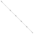 14k White Gold Diamond-cut Rice Puff Beads 4-Station 9 inch Plus 1 inch Extender - Total 10 inch Ank - Sophia Jewelers