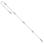 14k White Gold Diamond-cut Rice Puff Beads 4-Station 9 inch Plus 1 inch Extender - Total 10 inch Ank - Sophia Jewelers