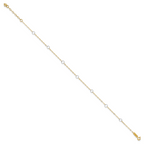 14k Two-tone Circles 7-Station 10 inch Plus 1 inch Extender - Total 11 inch Anklet - Sophia Jewelers