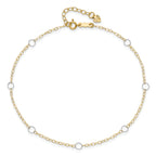 14k Two-tone Circles 7-Station 10 inch Plus 1 inch Extender - Total 11 inch Anklet - Sophia Jewelers