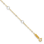 14k Two-tone Circles 7-Station 10 inch Plus 1 inch Extender - Total 11 inch Anklet - Sophia Jewelers