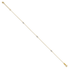 14k Two-tone Mirror Beads 3-Station 9 inch Plus 1 inch Extender - Total 10 inch Anklet - Sophia Jewelers