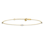 14k Two-tone Mirror Beads 3-Station 9 inch Plus 1 inch Extender - Total 10 inch Anklet - Sophia Jewelers