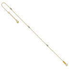 14k Two-tone Mirror Beads 3-Station 9 inch Plus 1 inch Extender - Total 10 inch Anklet - Sophia Jewelers