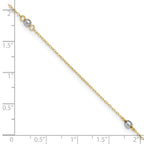 14k Two-tone Mirror Beads 3-Station 9 inch Plus 1 inch Extender - Total 10 inch Anklet - Sophia Jewelers