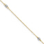 14k Two-tone Mirror Beads 3-Station 9 inch Plus 1 inch Extender - Total 10 inch Anklet - Sophia Jewelers