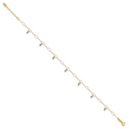 14K Two-Tone Mirror Bead Dangles 9 inch Plus 1 inch Extender - Total 10 inch Anklet - Sophia Jewelers