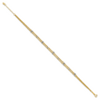 14k Two-tone 3-Strand Chain with Mirror Beads 9 inch Plus 1 inch Extender - Total 10 inch Anklet - Sophia Jewelers