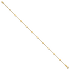 14K Polished Disc 9-Station 9 inch Plus 1 inch Extender - Total 10 inch Anklet - Sophia Jewelers