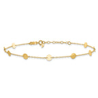14K Polished Disc 9-Station 9 inch Plus 1 inch Extender - Total 10 inch Anklet - Sophia Jewelers