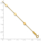 14K Polished Disc 9-Station 9 inch Plus 1 inch Extender - Total 10 inch Anklet - Sophia Jewelers