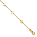 14K Polished Disc 9-Station 9 inch Plus 1 inch Extender - Total 10 inch Anklet - Sophia Jewelers