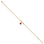 14K Red and Black Enameled Ladybug 9 inch Plus 1 inch Extender - Total 10 inch Anklet - Sophia Jewelers