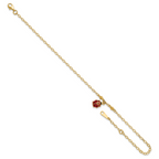 14K Red and Black Enameled Ladybug 9 inch Plus 1 inch Extender - Total 10 inch Anklet - Sophia Jewelers
