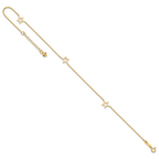 14K Open Star 3-Station 9 inch Plus 1 inch Extender - Total 10 inch Anklet - Sophia Jewelers