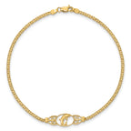 14k Polished Dolphin and Filigree Bismark Chain 9 inch Anklet - Sophia Jewelers