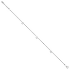 14K White Gold Open Star 3-Station 9 inch Plus 1 inch Extender - Total 10 inch Anklet - Sophia Jewelers