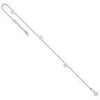 14K White Gold Open Star 3-Station 9 inch Plus 1 inch Extender - Total 10 inch Anklet - Sophia Jewelers