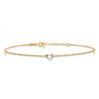 14k Diamond-cut Hearts 3-Station 9 inch Plus 1 inch Extender - Total 10 inch Anklet - Sophia Jewelers