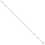 14k Textured Oval Shapes 9 inch Plus 1 inch Extender - Total 10 inch Anklet - Sophia Jewelers
