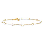 14k Textured Oval Shapes 9 inch Plus 1 inch Extender - Total 10 inch Anklet - Sophia Jewelers