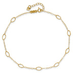 14k Textured Oval Shapes 9 inch Plus 1 inch Extender - Total 10 inch Anklet - Sophia Jewelers