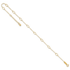 14k Textured Oval Shapes 9 inch Plus 1 inch Extender - Total 10 inch Anklet - Sophia Jewelers