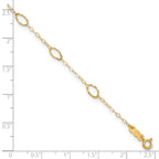 14k Textured Oval Shapes 9 inch Plus 1 inch Extender - Total 10 inch Anklet - Sophia Jewelers